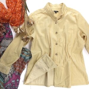 Chadwicks Yellow Distress Button-Up Corduroy Shirt Sz 1X